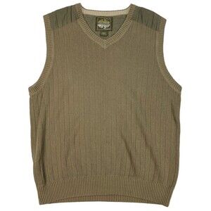 Eddie Bauer Sport Shop V-Neck Sweater Vest Olive Green Large